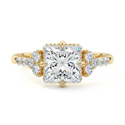 Cluster Ring with 2.0 CT Princess Moissanite