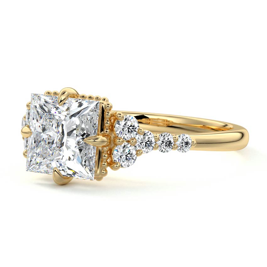 Cluster Ring with 2.0 CT Princess Moissanite