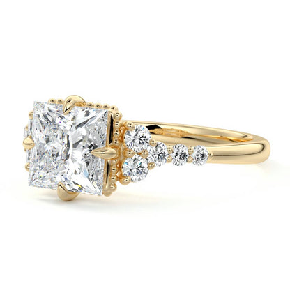 Cluster Ring with 2.0 CT Princess Moissanite