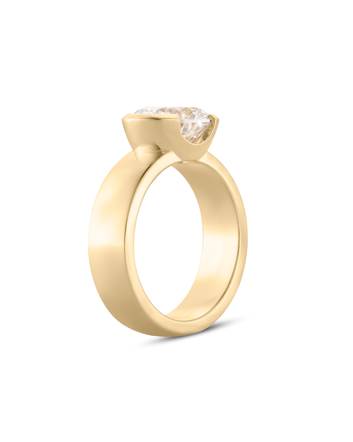 Noelle- East West Oval Half Bezel Solitaire Style Lab Grown Diamond Engagement Ring