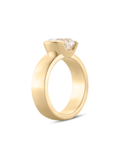 Noelle- East West Oval Half Bezel Solitaire Style Lab Grown Diamond Engagement Ring