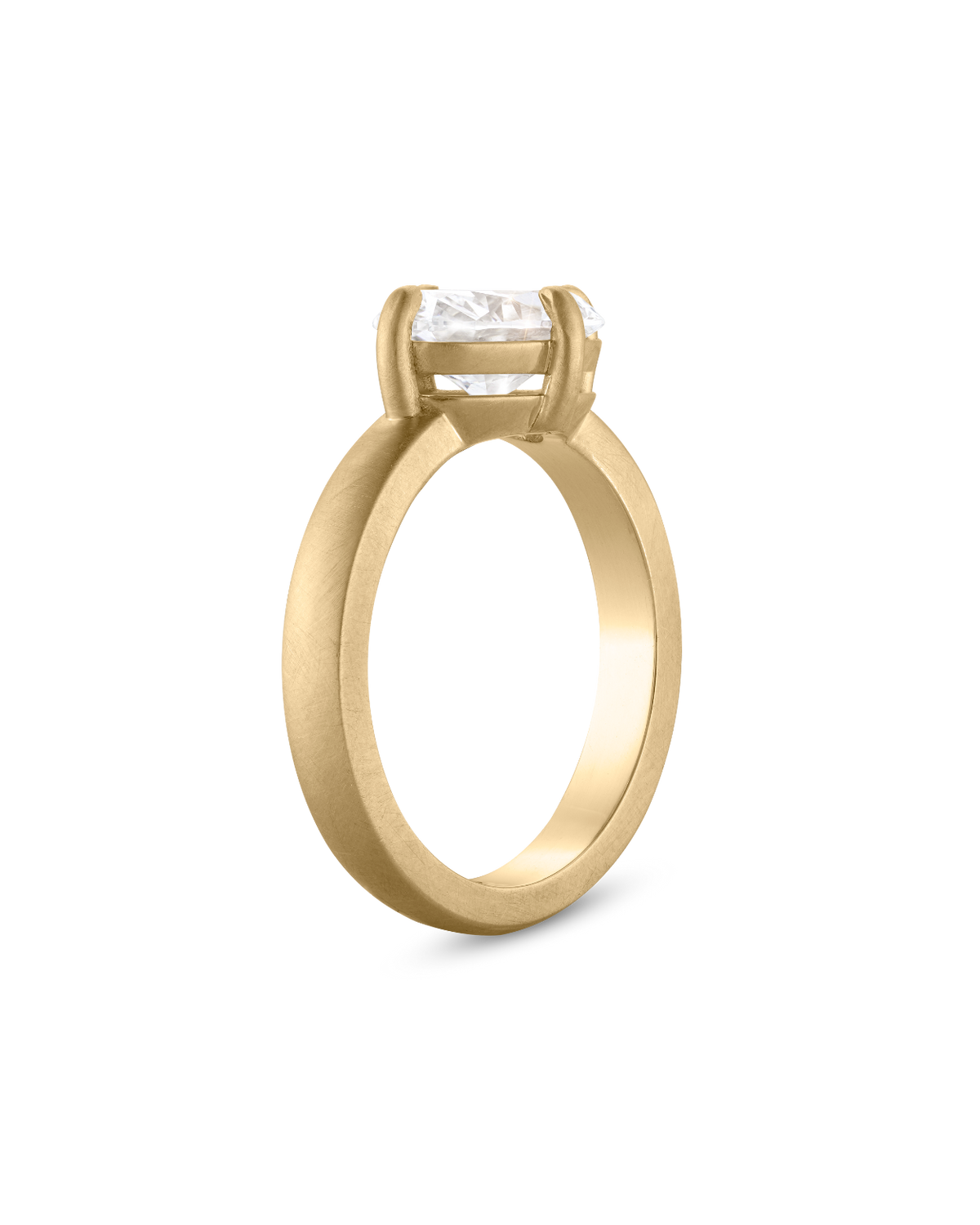 Solene- East West Oval Matt Finish Solitaire Signet Style Lab Grown Diamond Engagement Ring