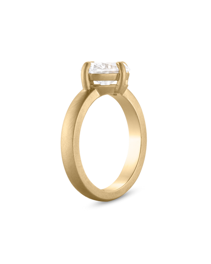 Solene- East West Oval Matt Finish Solitaire Signet Style Lab Grown Diamond Engagement Ring