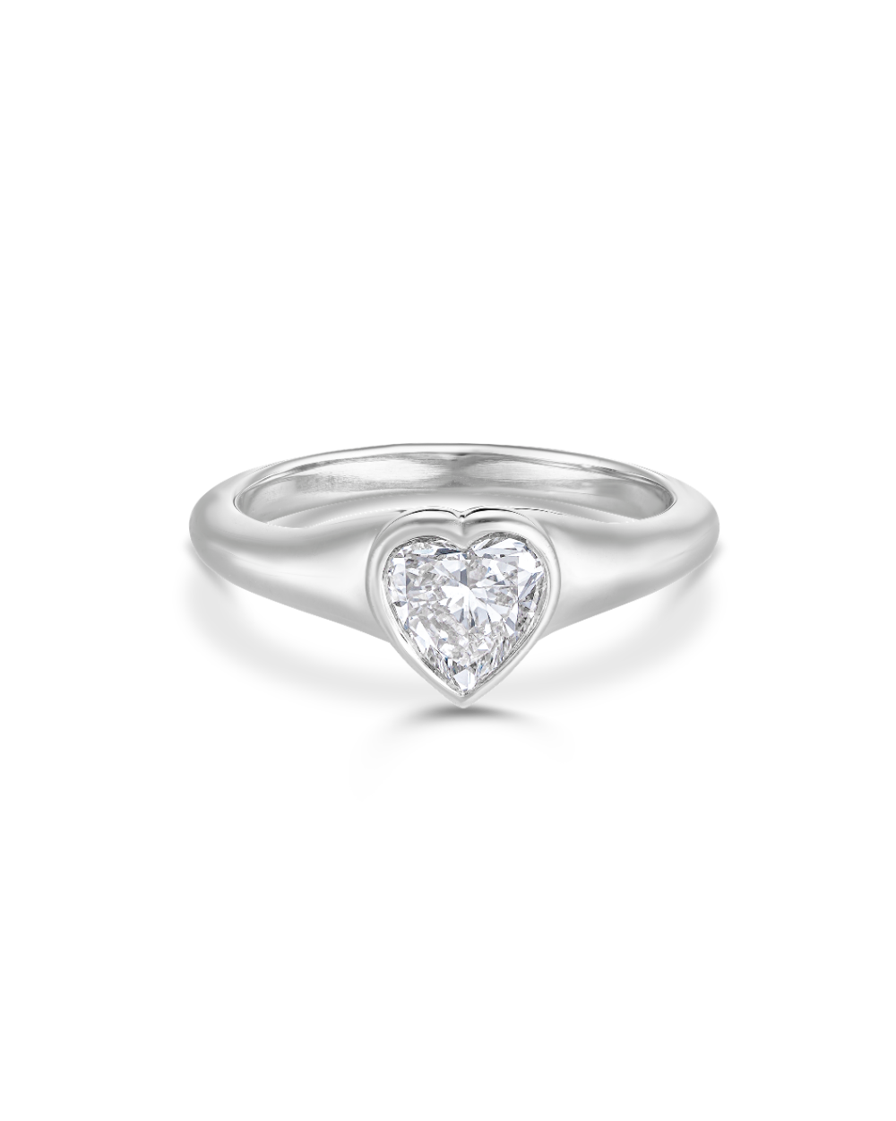 Mimi- Heart Solitaire Signet Lab Grown Diamond Pinky Ring