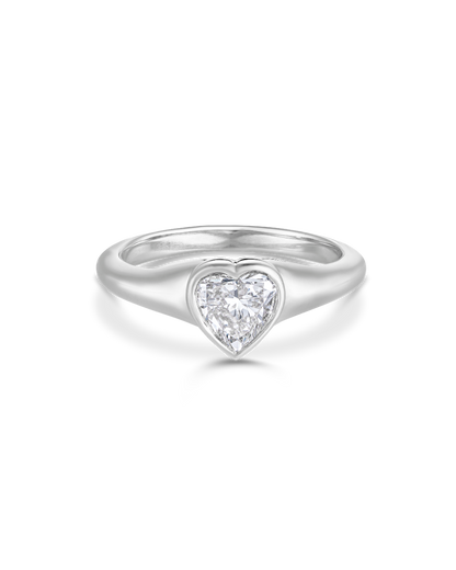 Mimi- Heart Solitaire Signet Lab Grown Diamond Pinky Ring