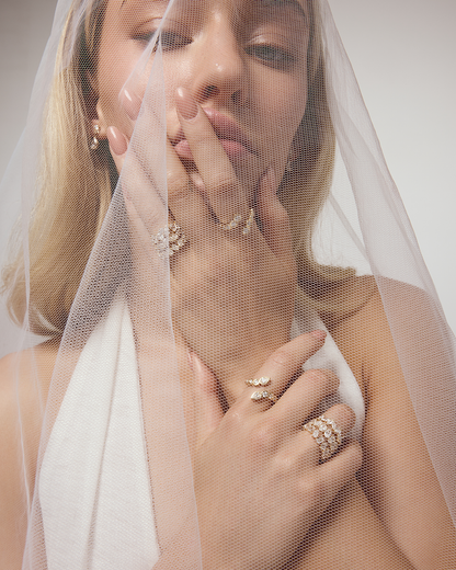 Lena- Round & Pear Open Wrap Bezel Lab Grown Diamond Wedding Band
