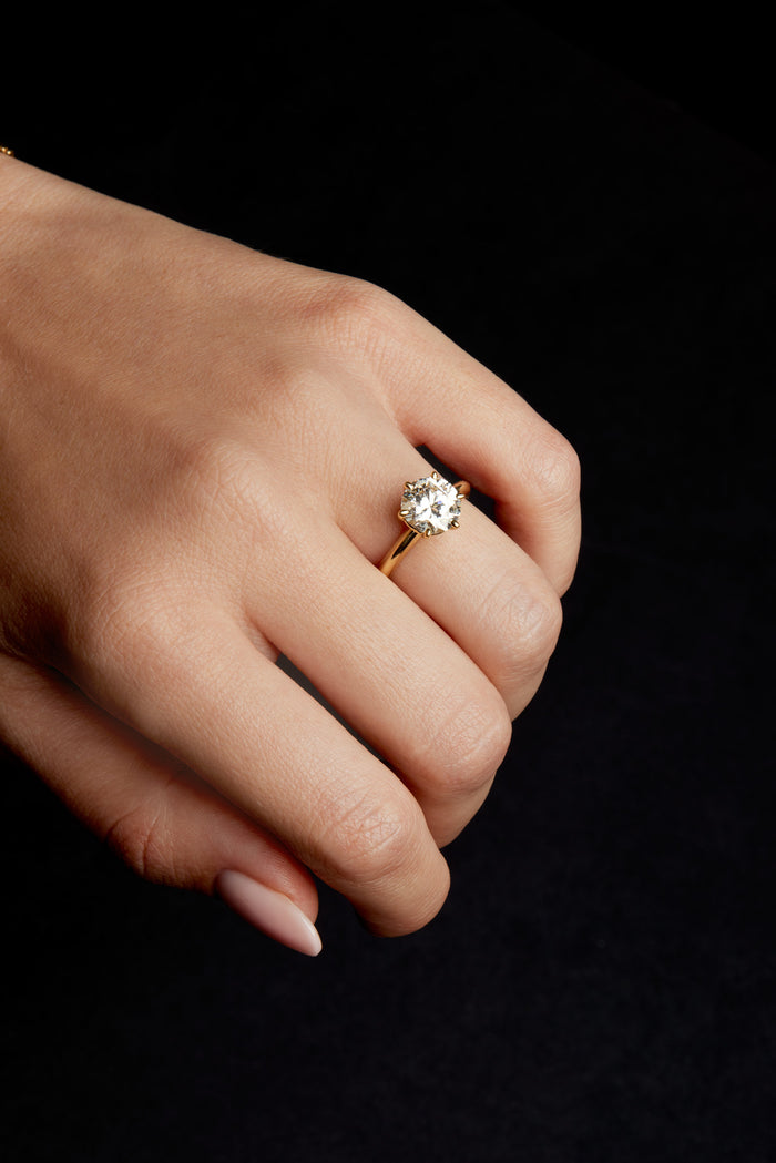 Solitaire Ring with 0.90 CT Round Cut Moissanite