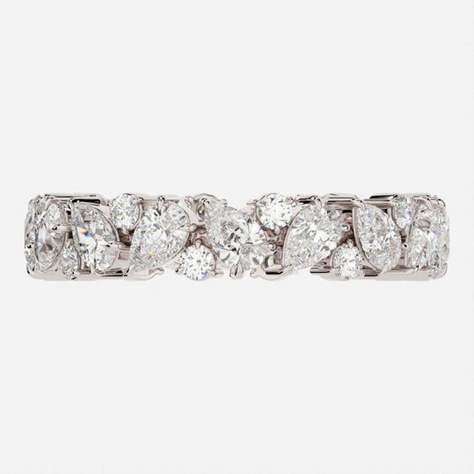 Cluster Band with 1.50 TCW Pear & Round Cut Moissanite