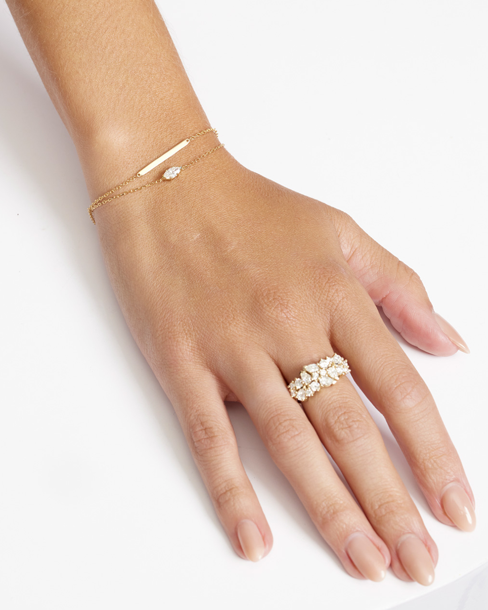 Vera- Pear & Round Cluster Lab Grown Diamond Wedding Band