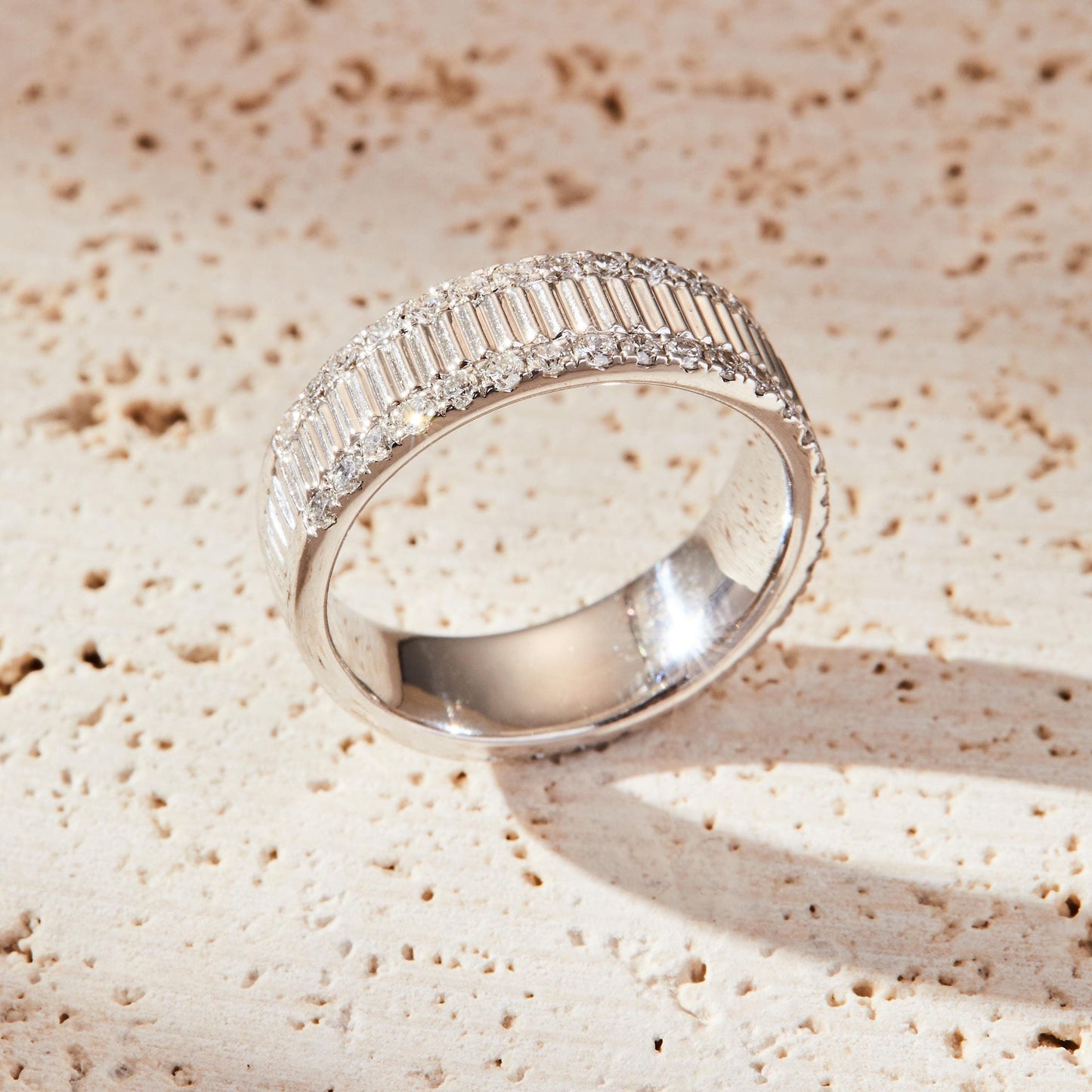 Full Eternity Band with 0.70 TCW Round / Baguette Cut Moissanite