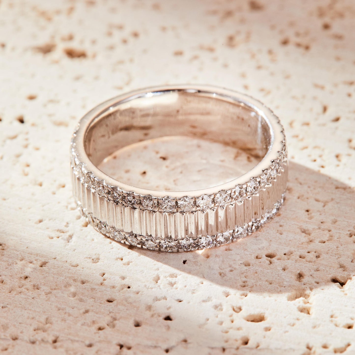 Full Eternity Band with 0.70 TCW Round / Baguette Cut Moissanite