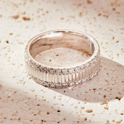 Full Eternity Band with 0.70 TCW Round / Baguette Cut Moissanite