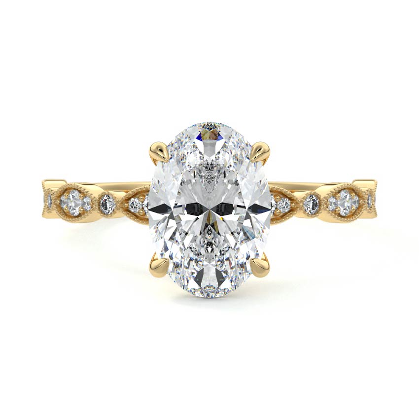 Pave Setting Ring with 2.0 CT Oval Moissanite