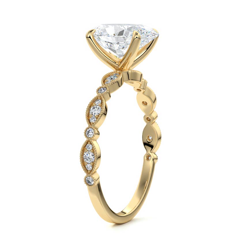 Pave Setting Ring with 2.0 CT Oval Moissanite
