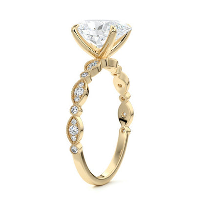 Pave Setting Ring with 2.0 CT Oval Moissanite