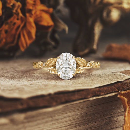 Oval shape moissanite diamond vintage engagement ring