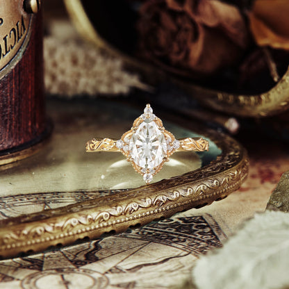 1.25 Carat Moissanite Diamond Pear Shape Vintage Engagement Ring