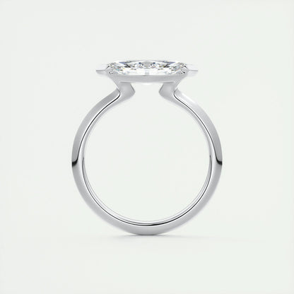 1.98 CT Marquise Half Bezel Solitaire Moissanite Engagement Ring - crownmoissanite