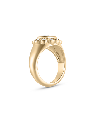 Clover- Oval Signet Lab Grown Diamond Pinky Ring