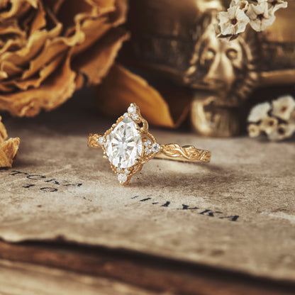 1.25 Carat Moissanite Diamond Pear Shape Vintage Engagement Ring