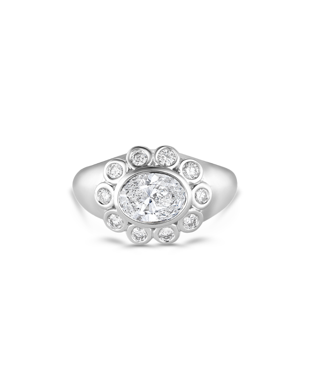 Clover- Oval Signet Lab Grown Diamond Pinky Ring