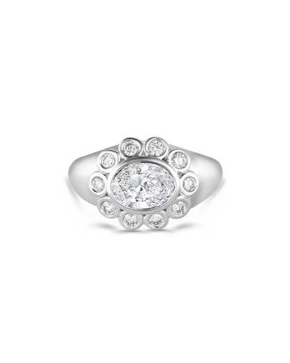 Clover- Oval Signet Lab Grown Diamond Pinky Ring