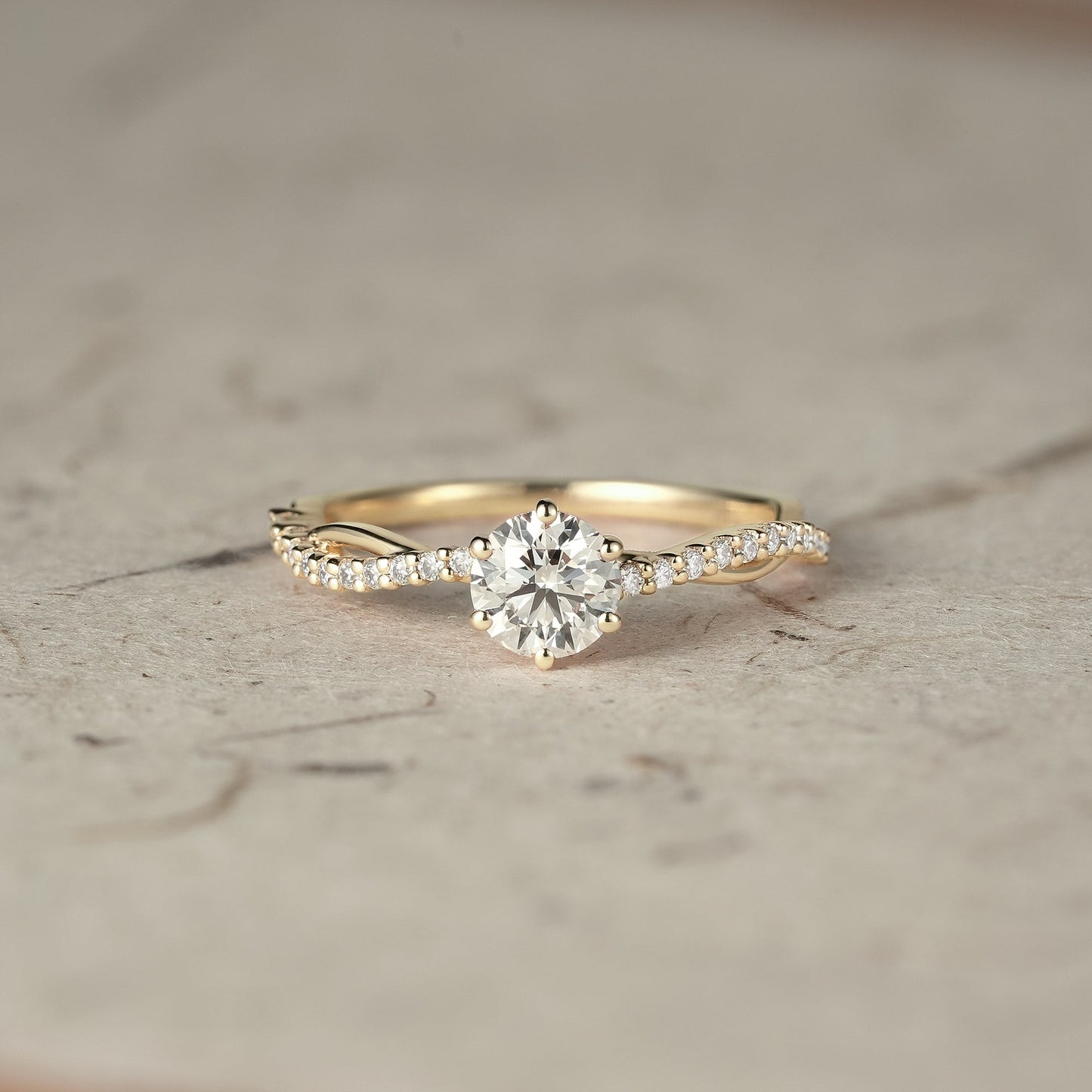 0.42 CT Carat Moissanite Diamond Round Shape Vintage Engagement Ring