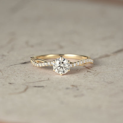 0.42 CT Carat Moissanite Diamond Round Shape Vintage Engagement Ring