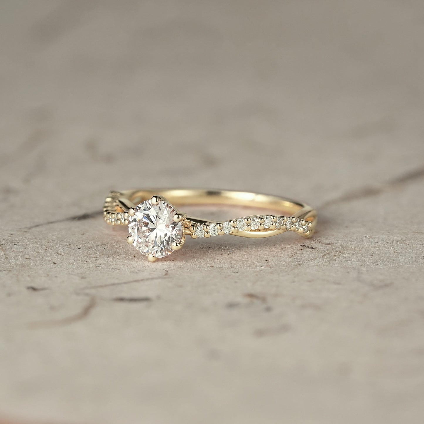 0.42 CT Carat Moissanite Diamond Round Shape Vintage Engagement Ring