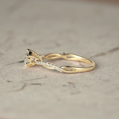 0.42 CT Carat Moissanite Diamond Round Shape Vintage Engagement Ring