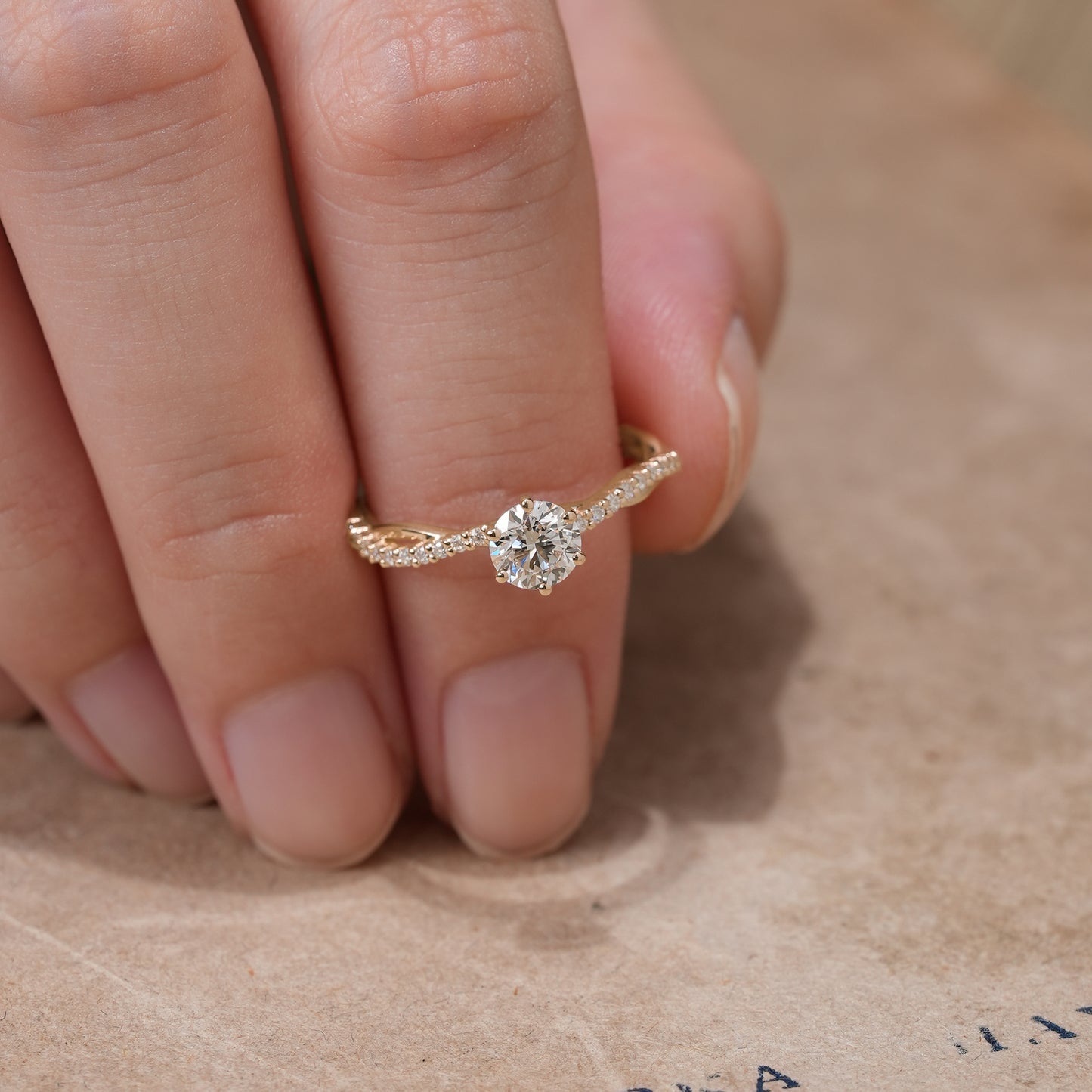 0.42 CT Carat Moissanite Diamond Round Shape Vintage Engagement Ring