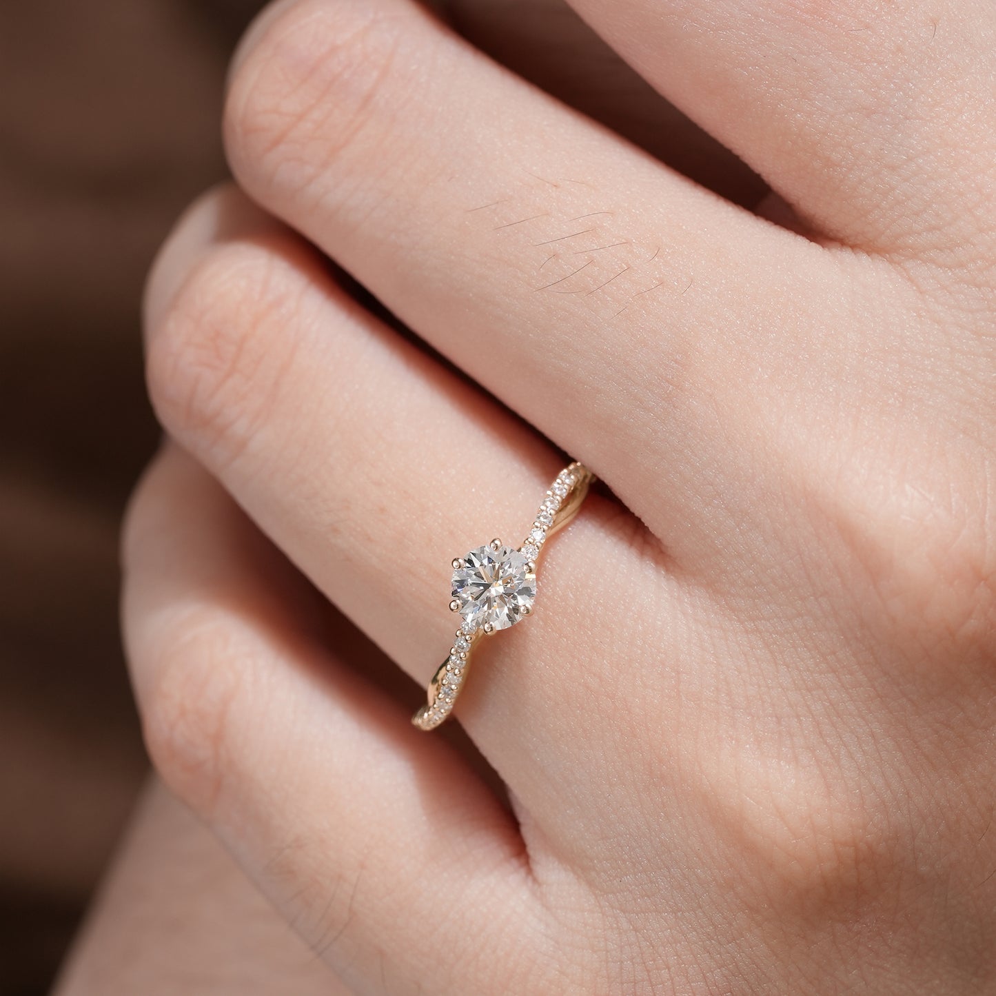 0.42 CT Carat Moissanite Diamond Round Shape Vintage Engagement Ring