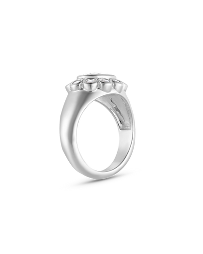 Clover- Oval Signet Lab Grown Diamond Pinky Ring