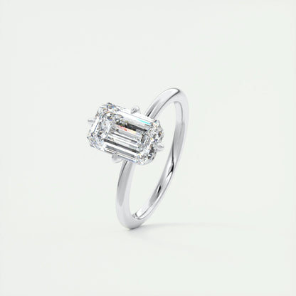 1.91 CT Emerald Cut Solitaire Moissanite Engagement Ring - crownmoissanite