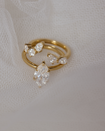 Clara- Pear Open Wrap Lab Grown Diamond Wedding Band