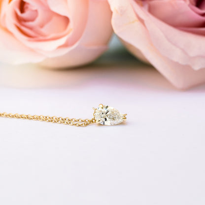 Solitaire Necklace with 0.40 CT Floating Pear Cut Moissanite