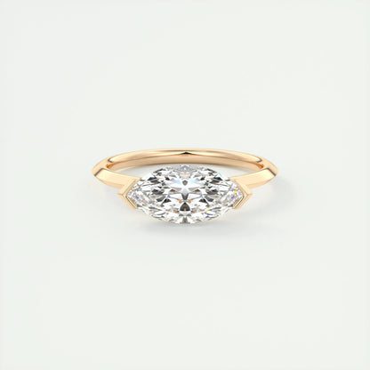 1.98 CT Marquise Half Bezel Solitaire Moissanite Engagement Ring - crownmoissanite