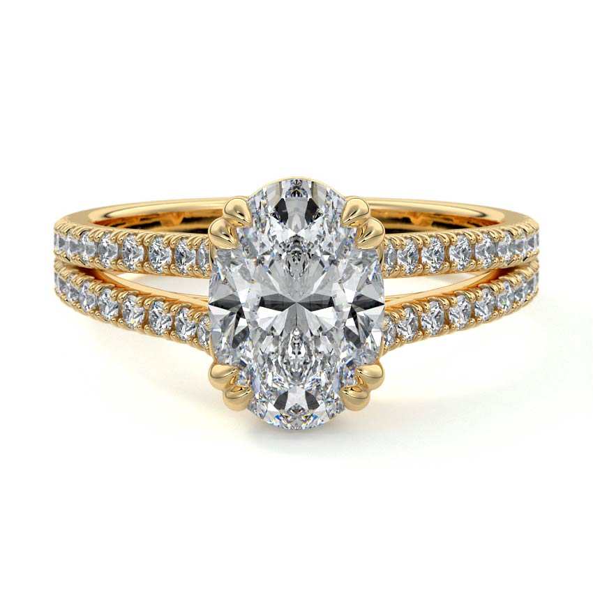 Split Shank Pave Ring with 1.20 CT Oval Moissanite