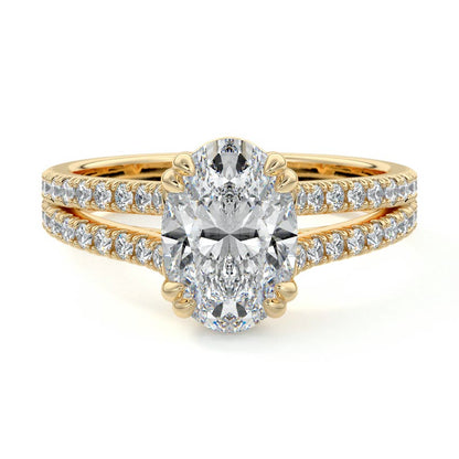 Split Shank Pave Ring with 1.20 CT Oval Moissanite