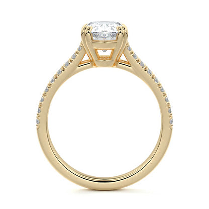 Split Shank Pave Ring with 1.20 CT Oval Moissanite