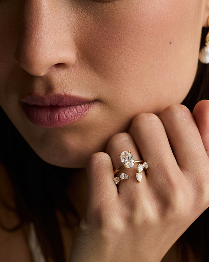 Clara- Pear Open Wrap Lab Grown Diamond Wedding Band