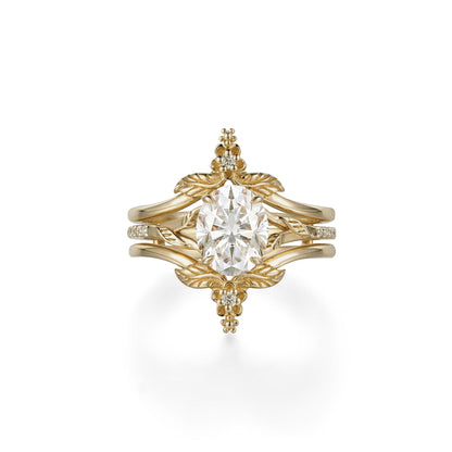 1.32 CT Oval Shaped Moissanite Diamond Bridal Set With Vintage Setting
