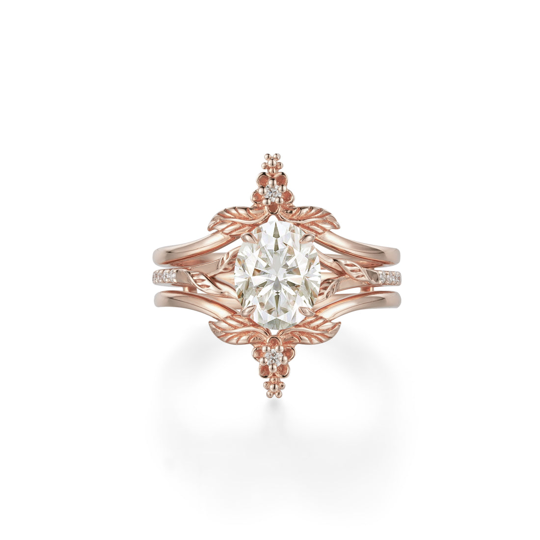 1.32 CT Oval Shaped Moissanite Diamond Bridal Set With Vintage Setting