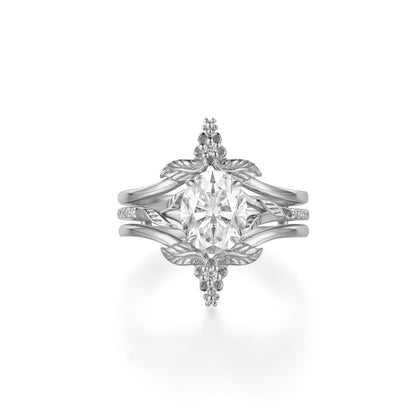 1.32 CT Oval Shaped Moissanite Diamond Bridal Set With Vintage Setting