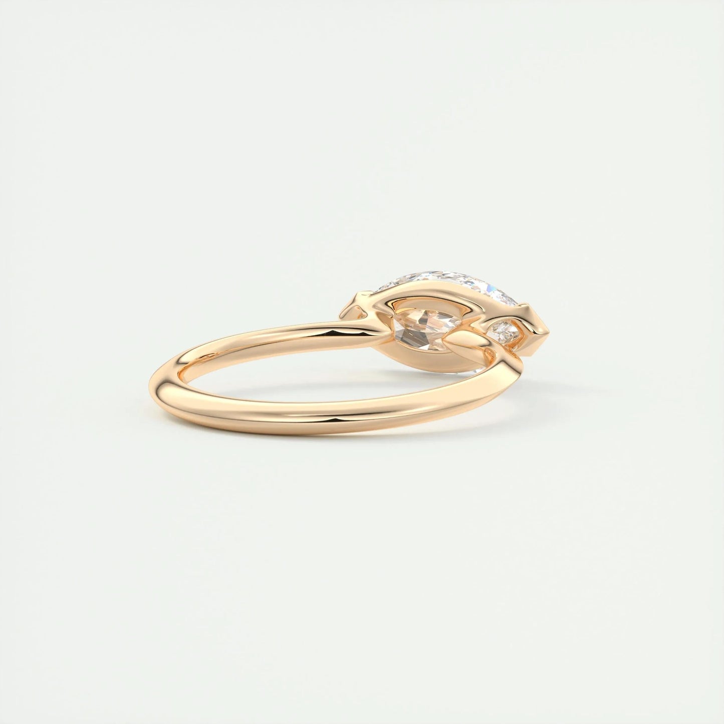 1.98 CT Marquise Half Bezel Solitaire Moissanite Engagement Ring - crownmoissanite