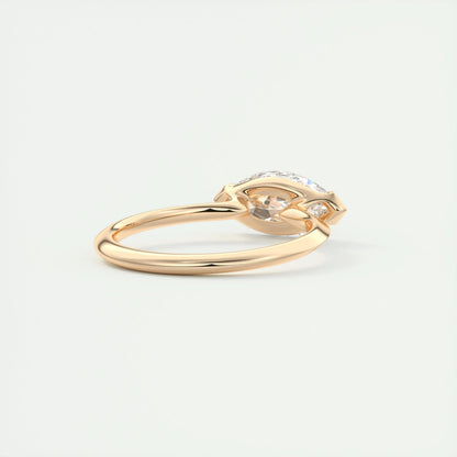 1.98 CT Marquise Half Bezel Solitaire Moissanite Engagement Ring - crownmoissanite