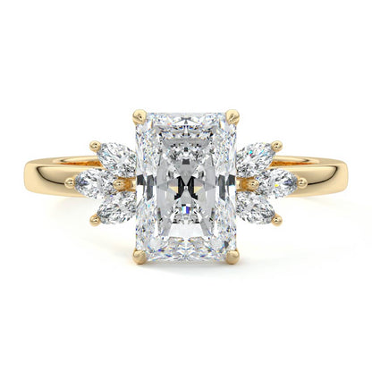 Cluster Ring with 2.0 CT Radiant Cut Moissanite