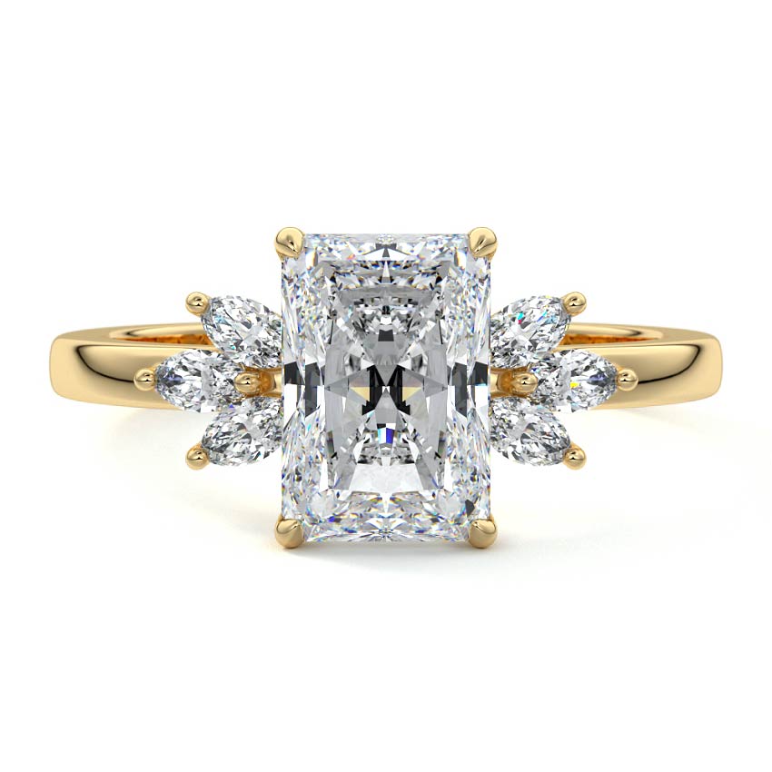 Cluster Ring with 2.0 CT Radiant Cut Moissanite