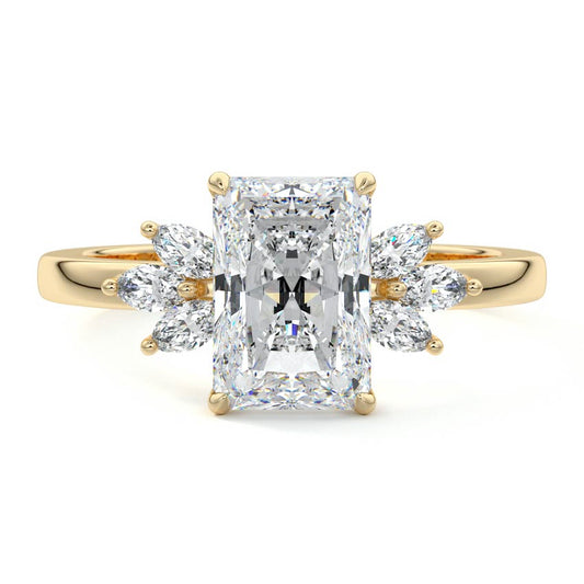 Cluster Ring with 2.0 CT Radiant Cut Moissanite