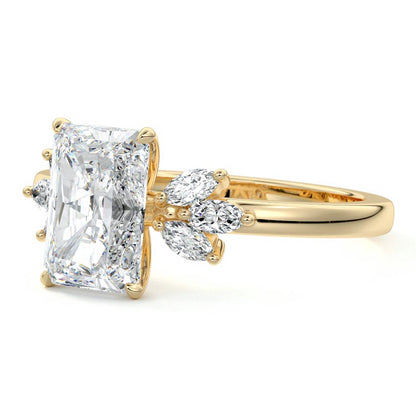 Cluster Ring with 2.0 CT Radiant Cut Moissanite